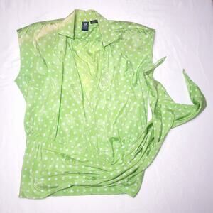 Emanuel Ungaro Parellele Paris Parallel Parallele Green Polka Dot Blouse Shirt